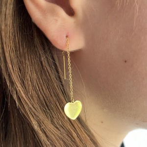 Heart Threader Earrings - Gold